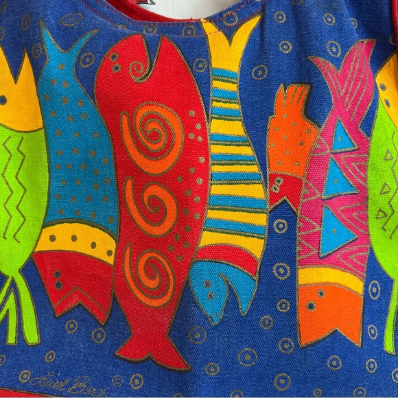Laurel Burch Vibrant Fish Satchel Bag Purse Carryall. - Picture 5 of 14